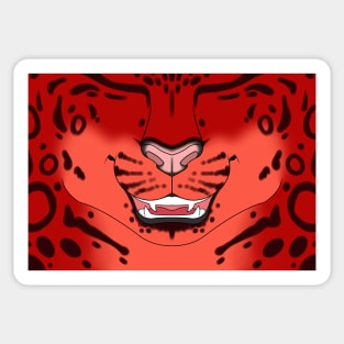 Cherry Red Snow Leopard Face Sticker